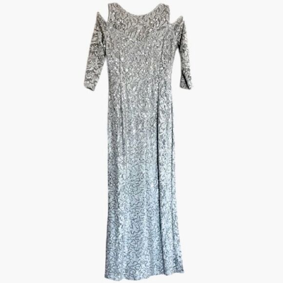 Marina Cold Shoulder Sequin Prom Dress Formal Gown Size 4 - Picture 3 of 16